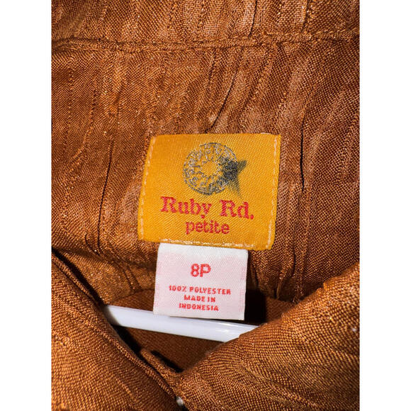 Ruby Rd. Petite 8P Rust Orange Textured Polyester Jacket - Picture 2 of 2